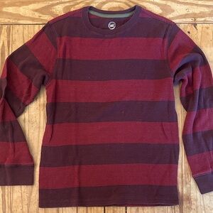 Wonder Nation Burgundy and Red Striped Shirt